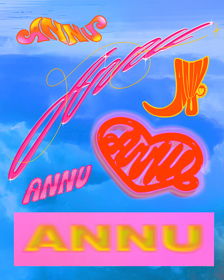 A collection of colorful, abstract designs, including a heart, a pair of scissors, and a pair of shoes, are displayed on a blue background. AI generated content